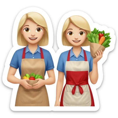 caucasian students bagging groceries sticker