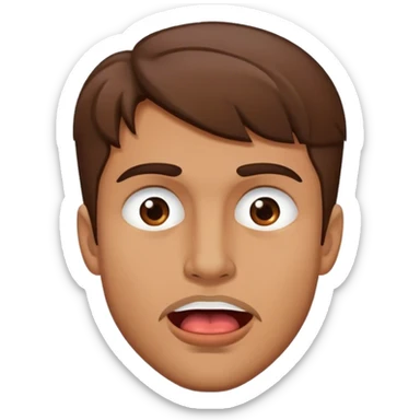 Male biting his lip with brown hair sticker