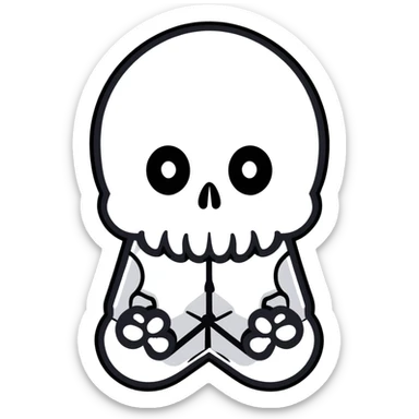 A cute, white-colored skull with soft, rounded features and a friendly expression, looking whimsical not frightening sticker
