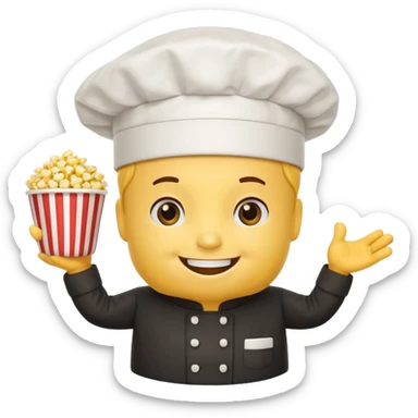 a popcorn mascot sticker