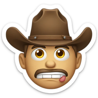cross eyed drooling silly cowboy sticker