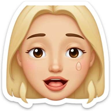 happy tears with a kissy face  sticker