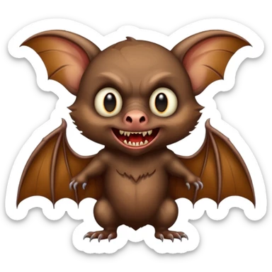 full body of vampire bat with fangs, front face  sticker