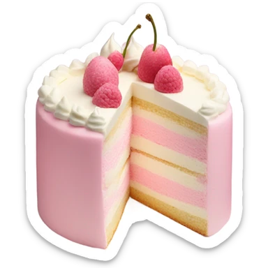 pastel pink split cake with white cream sticker