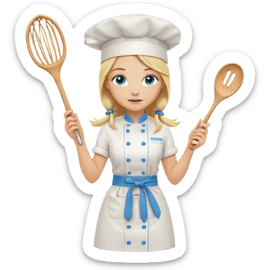 Full body 
Sexy Long Blonde hair blue eyed female chef sticker