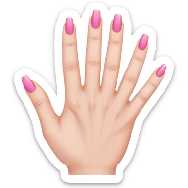 hand with pink nails done with five fingers  sticker