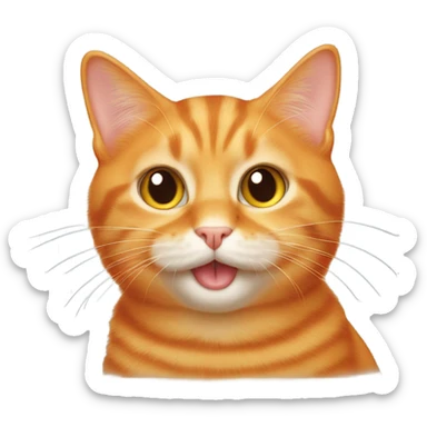 orange cat poking cheeks sticker