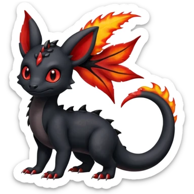 Shiny Cute Spooky Salandit-Umbreon-Charmeleon-Fakémon-hybrid-creature (full body)  sticker