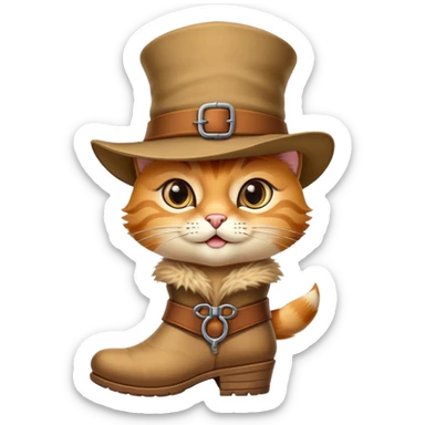 classic Puss in Boots with iconic hat, boots, confident expression sticker