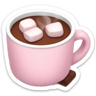 Light Pink mug of hot chocolate with marshmallows  sticker