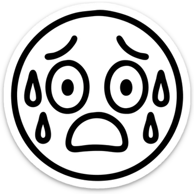 scared and nervous face, outlined icon, black lines, no fill sticker