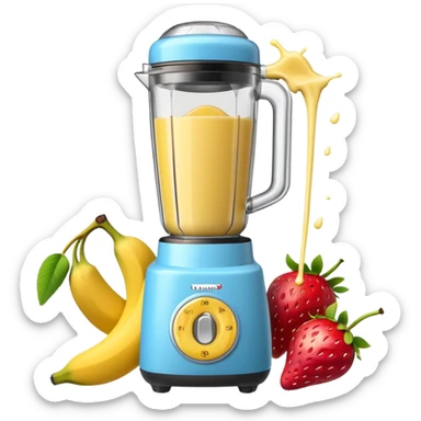 A SMOOTHIE MACHINE WITHOUT THE LID ON, THE SMOOTHIE SPLASHES OUT sticker