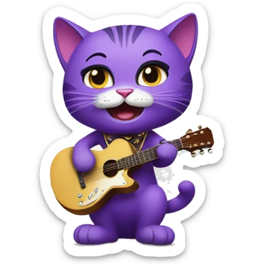 purple cat singing, cat in Elvis presley costume sticker