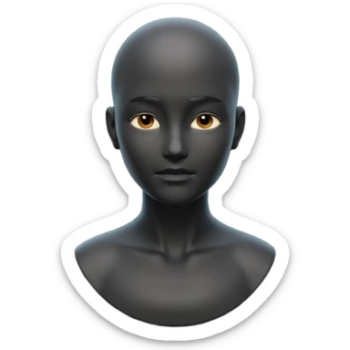 Minimalist 3D avatar, stylized human bust, smooth matte plastic texture, soft cinematic lighting, subtle rim light, clay render style, modern digital illustration, octane render. Black, completely monochrome, matte. As minimal as possible.  sticker