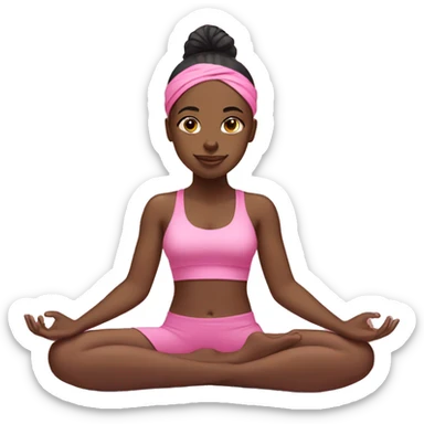 black girl doing yoga wearing pink with pink headband  sticker