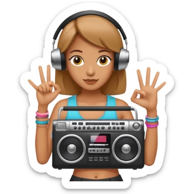 woman holding boombox sticker
