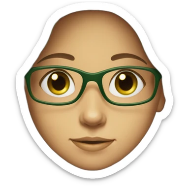 brown long haired girl in green costume with green eyes and glasses sticker