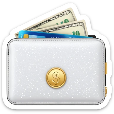 glitter white wallet with money and card sticker