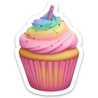 Single pastel pink cupcake with rainbow sprinkles  sticker