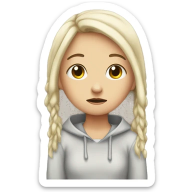 sad white girl in fort of mirror sticker