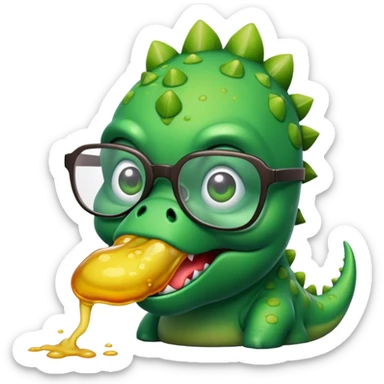 dinosaur in glasses puking sticker