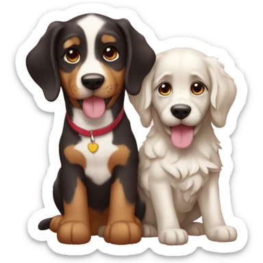 Casal com 2 cachorros sticker