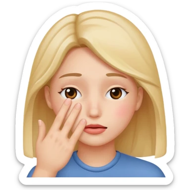 blushing covering face with hand sticker