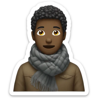 YOUNG BLACK MAN freezing on chair wearing a scarf sticker