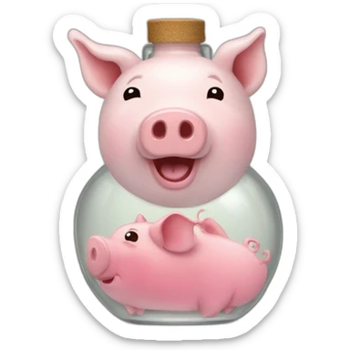 A pig in a bottle sticker