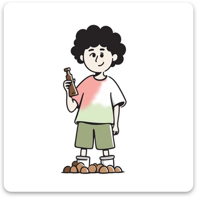 Aesthetic Bubble Tee with a pink-to-white and white-to-green match gradient, brown balls and a brown tube sticker