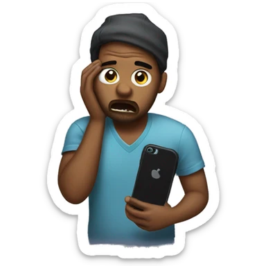 frustrated musician holding his phone sticker