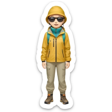 남미 여행에 가는 한국인의 전신을 그려줘! 바로 하이킹 갈 수 있을 정도로 잘 입은!

상체

🧥 방풍·방수 재킷 (고지대·우유니 필수)

👕 얇은 레이어드 2~3벌 (일교차 대비)

하체

👖 편한 바지(청바지 X, 스트레치 추천)

신발

👟 접지력 좋은 운동화 (마추픽추 필수)

🥾 우유니: 방수 신발 or 장화

악세사리

🧣 넥워머·모자 (아침/저녁 체감 -5~10도)

🕶️ 선글라스 (우유니·사막지역 눈부심 강함)
 sticker