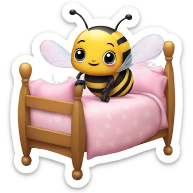 A pink bubblebee in a baby bed sticker
