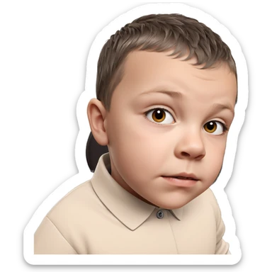 boy with black hair portrait sticker