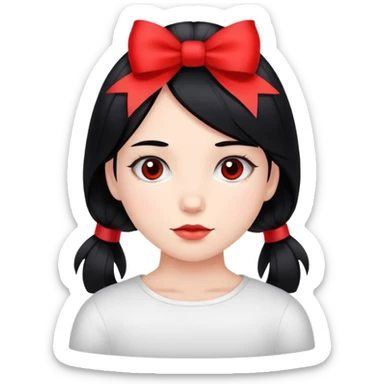 A girl with blaco hair wearing a red ribbon in her hair sticker