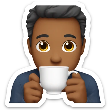 Holding a cup of tea in front of the face to hide blushing sticker