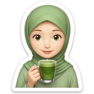 Hijabi girl with matcha  sticker