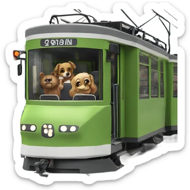 tram with open waggons sticker