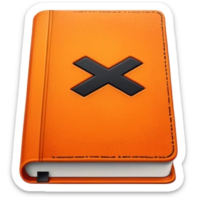 A bright orange book with a black, bold X with an edgy texture, exuding energy and pure, unapologetic confidence. sticker