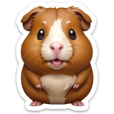 Cinematic Comical Brown Guinea Pig Portrait Emoji, Head tilted dramatically with an exaggeratedly amused expression, featuring a sleek brown coat with a naturally scrunched little face, wide, expressive dark eyes filled with playful disbelief, Simplified yet hilariously expressive features, highly detailed, glowing with a slightly sassy glow, high shine, dramatic yet playful, stylized with an air of cheeky mischief, bright and endearing, soft glowing outline, capturing the essence of a spirited and over-the-top guinea pig, so meme-worthy it feels like it could side-eye its way into internet fame instantly! sticker