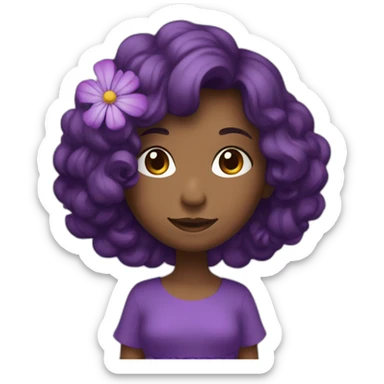 Fille avec des cheveux violet , une robe violette et une fleur dans les cheveux sticker