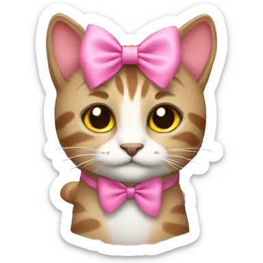 forest cat with pink bow sticker