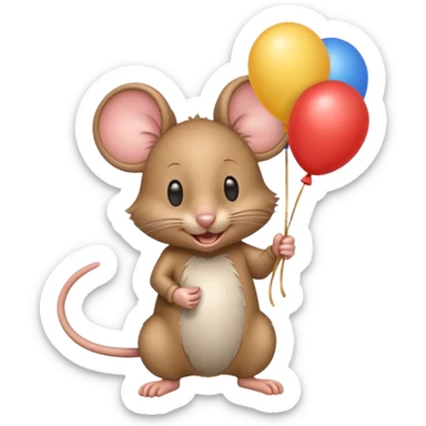 mouse holding balloons sticker