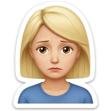 Blonde middle aged woman with a sad expression  sticker
