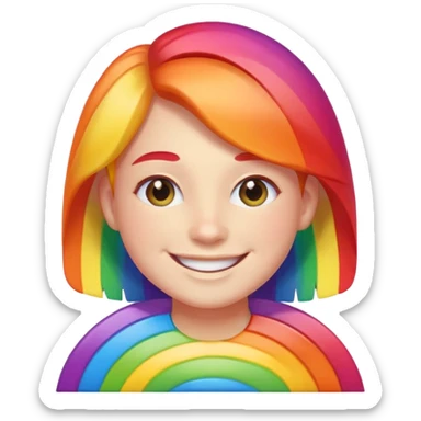 pride character, smiling, rainbow colors, inclusive and joyful vibe, modern Apple emoji style, clean vector look, soft gradients sticker