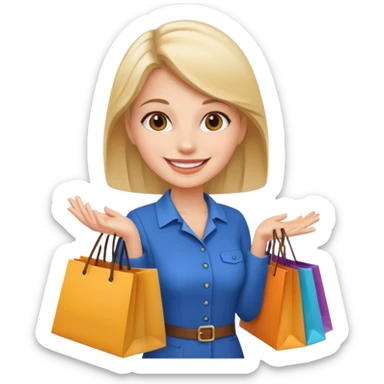 preciso de um amoji de vendedora com sacolas na mão sticker