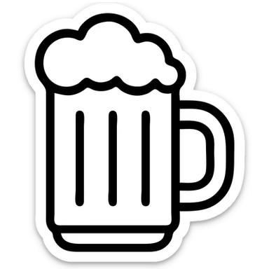 beer mug icon, gray outline, minimalist style, Germany sticker