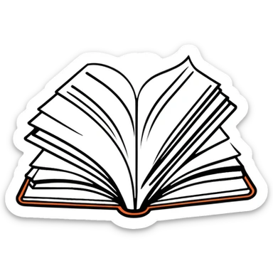 Open book with pages flipping sticker