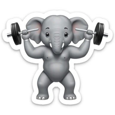 elephant lifting a barbell sticker