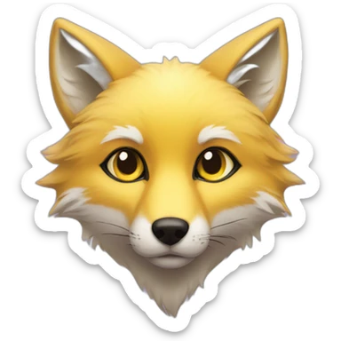 purple yellow fox furry green eyes yellow nose sticker